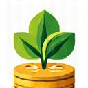 Green plant growing from crypto coin icon